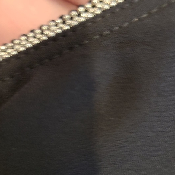 H&M black 2 layer semi sheer dress w/ silver trim - Picture 4 of 9